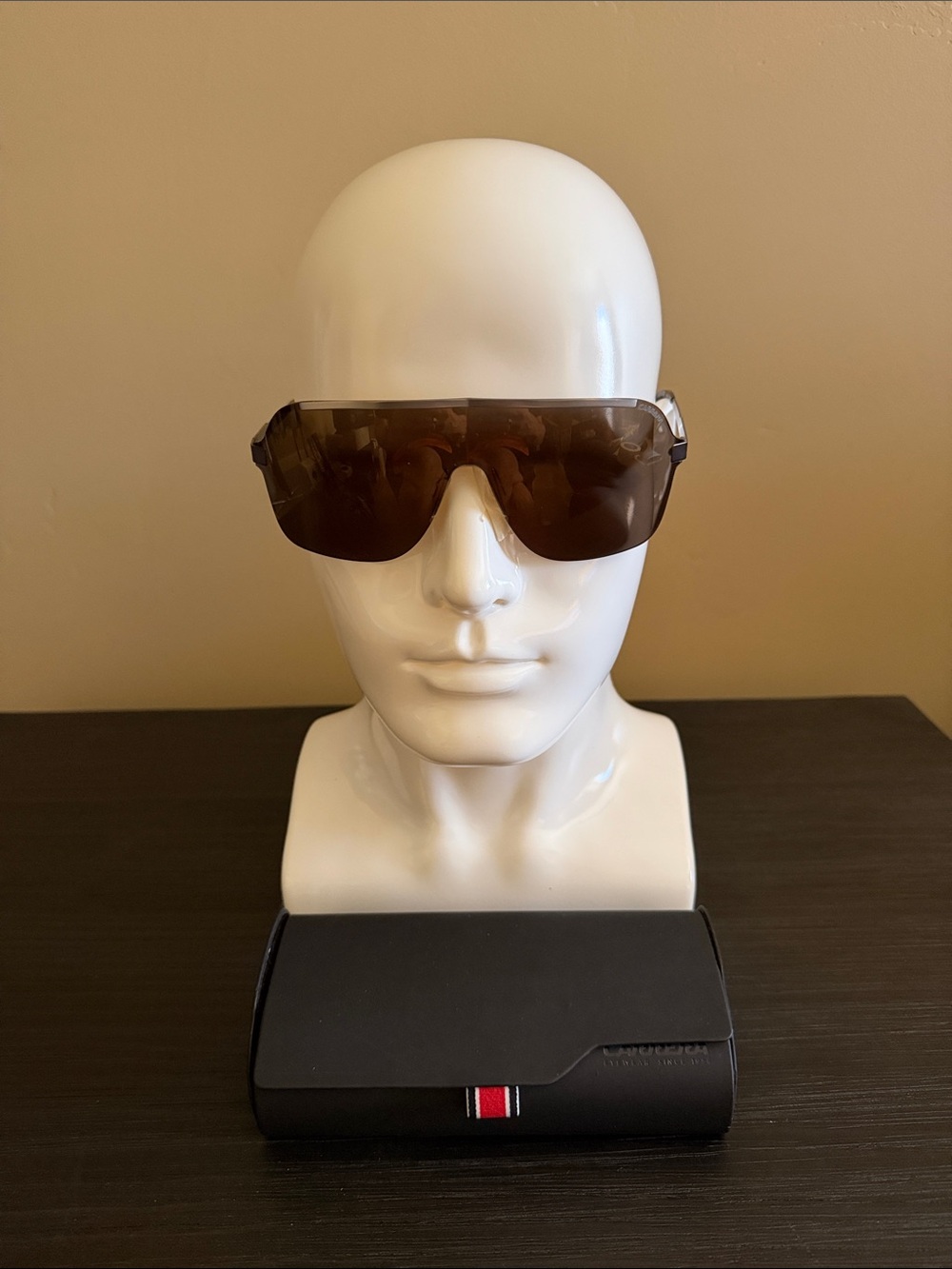 Carrera Men’s Shield Sunglasses Brown Lens Transparent Frame